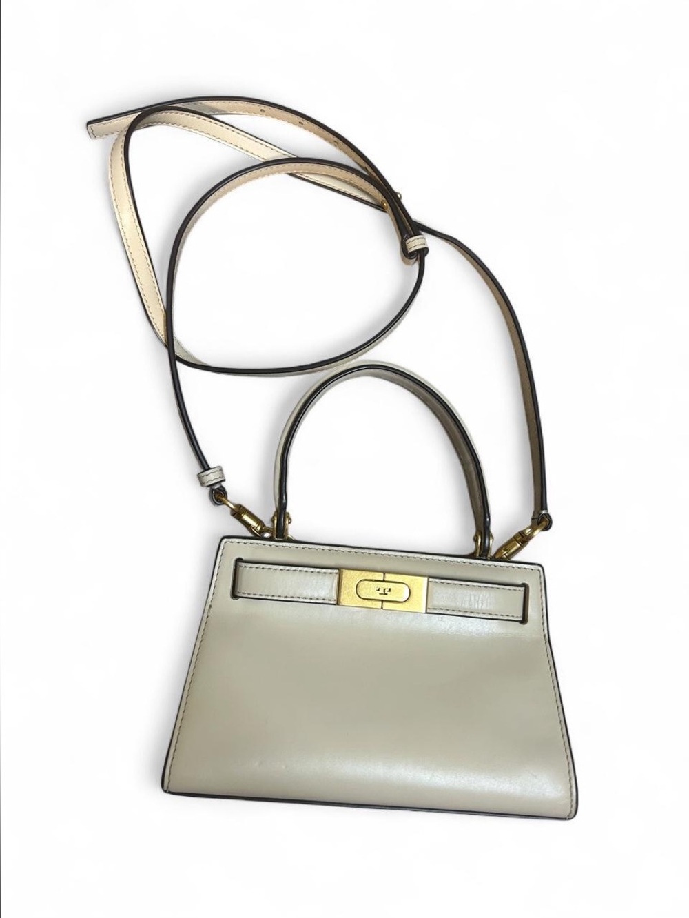 Tory Burch Leather Lee Radziwill Petite Top-Handle Crossbody in Cream